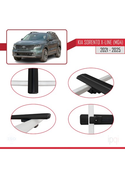 Kia Sorento 4 (Mq4) X-Line 2021 ve Sonrası ile Uyumlu Basıc Model Ara Atkı Tavan Barı Siyah 3 Adet fırsatları