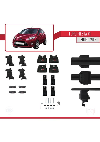 Ford Fiesta 6 Pre-Facelift 2009-2012 Arası ile Uyumlu Ace-4 Ara Atkı Tavan Barı Siyah 2 Adet indirimleri