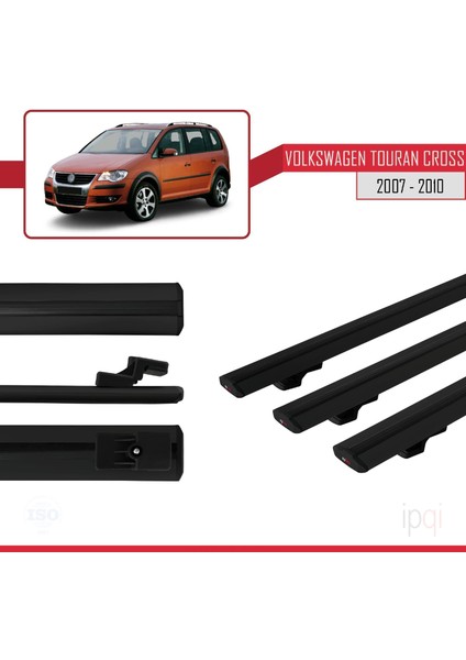 Volkswagen Touran Cross Pre-Facelift 2007-2010 Arası ile Uyumlu Basıc Model Ara Atkı Tavan Barı Siyah 3 Adet modelleri