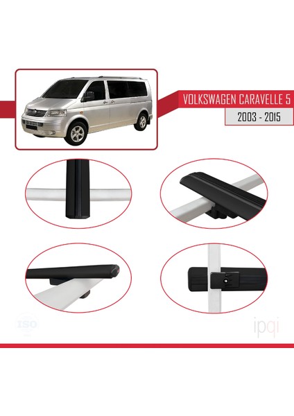 Volkswagen T5 Caravelle 2003-2015 Arası ile Uyumlu Basıc Model Ara Atkı Tavan Barı Siyah 4 Adet fırsatları