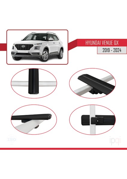 Hyundai Venue (Qx) 2019 ve Sonrası ile Uyumlu Basıc Model Ara Atkı Tavan Barı Siyah 3 Adet fırsatları