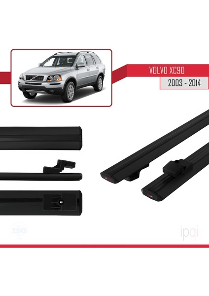 Volvo XC90 2003-2014 Arası ile Uyumlu Basıc Model Ara Atkı Tavan Barı Siyah 2 Adet modelleri
