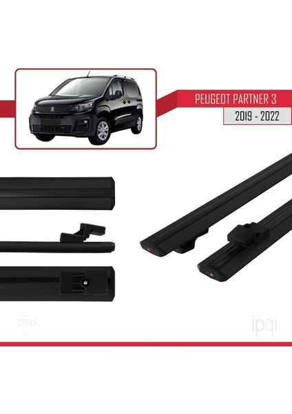 Peugeot Partner 3 2019-2022 Arası ile Uyumlu Basıc Model Ara Atkı Tavan Barı Siyah 2 Adet modelleri