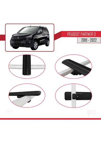Peugeot Partner 3 2019-2022 Arası ile Uyumlu Basıc Model Ara Atkı Tavan Barı Siyah 2 Adet fırsatları