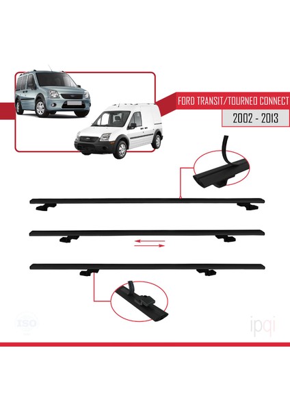 Ford Transit/tourneo Connect 2002-2013 Arası ile Uyumlu Basıc Model Ara Atkı Tavan Barı Siyah 3 Adet indirimleri