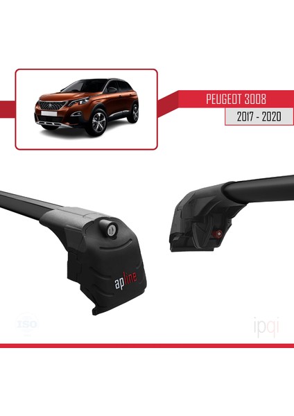 Peugeot 3008 Iı (P84) Pre-Facelift 2017-2020 Arası ile Uyumlu Ace-2 Ara Atkı Tavan Barı Siyah 2 Adet indirimleri
