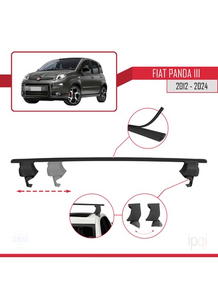 Fiat Panda 3 (319) 2012-2024 Arası ile Uyumlu Ace-4 Ara Atkı Tavan Barı Siyah 2 Adet modelleri