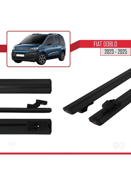 Fiat Doblo 3 2023 ve Sonrası ile Uyumlu Basıc Model Ara Atkı Tavan Barı Siyah 2 Adet modelleri