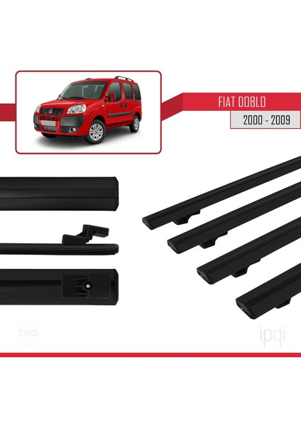 Fiat Doblo 2000-2009 Arası ile Uyumlu Basıc Model Ara Atkı Tavan Barı Siyah 4 Adet