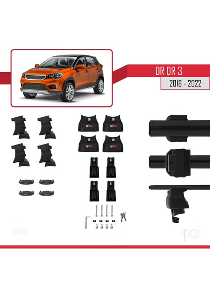 Dr Dr3 2016-2022 Arası ile Uyumlu Ace-4 Ara Atkı Tavan Barı Siyah 2 Adet indirimleri