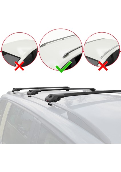Toyota Land Cruiser V8 (J200) 2008-2021 Arası ile Uyumlu Ace-1 Ara Atkı Tavan Barı Siyah 3 Adet