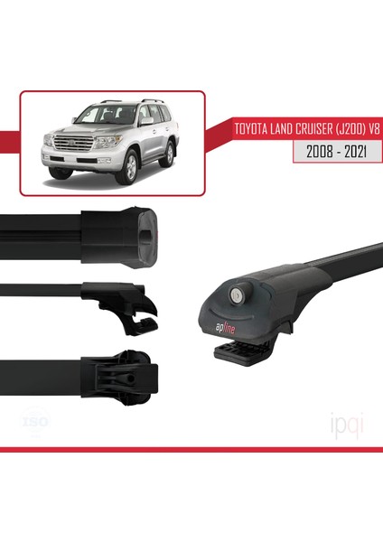 Toyota Land Cruiser V8 (J200) 2008-2021 Arası ile Uyumlu Ace-1 Ara Atkı Tavan Barı Siyah 3 Adet