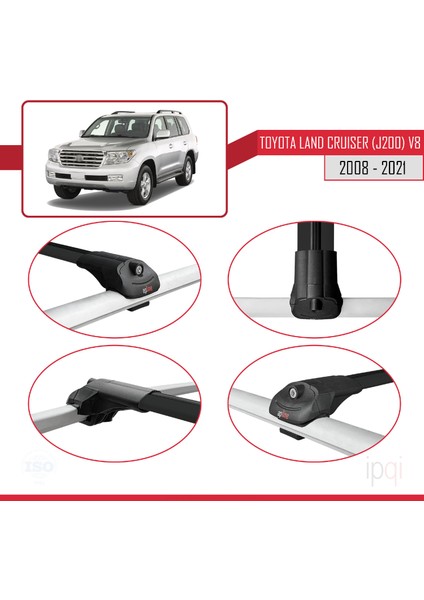 Toyota Land Cruiser V8 (J200) 2008-2021 Arası ile Uyumlu Ace-1 Ara Atkı Tavan Barı Siyah 3 Adet