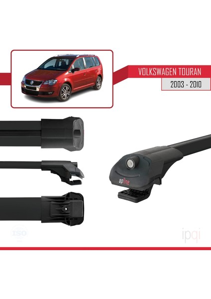 Volkswagen Touran (1t) Pre-Facelift 2003-2010 Arası ile Uyumlu Ace-1 Ara Atkı Tavan Barı Siyah 3 Adet modelleri