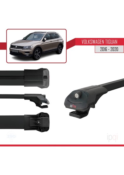 Volkswagen Tiguan 2 (Ad1) Pre-Facelift 2016-2020 Arası ile Uyumlu Ace-1 Ara Atkı Tavan Barı Siyah 3 Adet modelleri