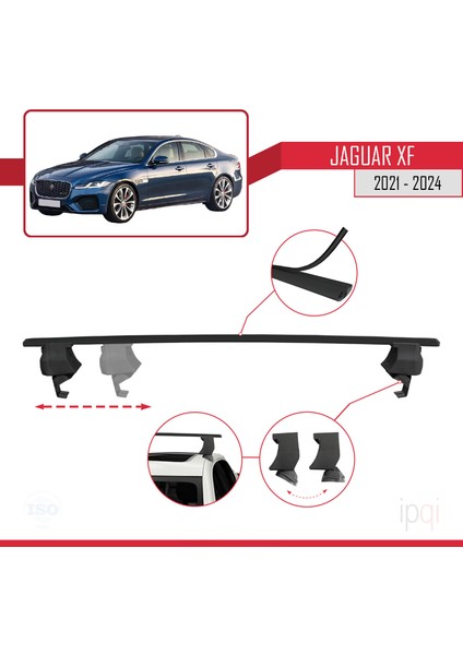 Jaguar Xf (X260) Post-Facelift 2021 ve Sonrası ile Uyumlu Ace-4 Ara Atkı Tavan Barı Siyah 2 Adet