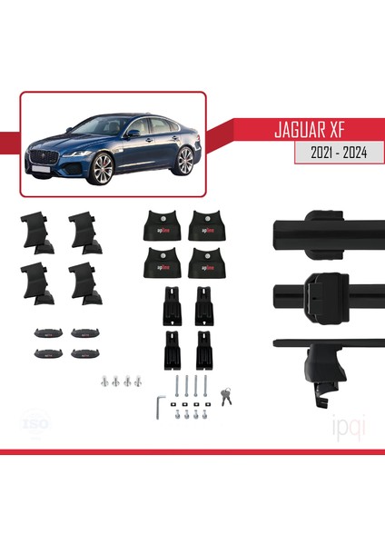 Jaguar Xf (X260) Post-Facelift 2021 ve Sonrası ile Uyumlu Ace-4 Ara Atkı Tavan Barı Siyah 2 Adet