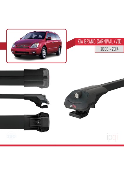 Kia Grand Carnival 2 (Vq) 2006-2014 Arası ile Uyumlu Ace-1 Ara Atkı Tavan Barı Siyah 3 Adet modelleri