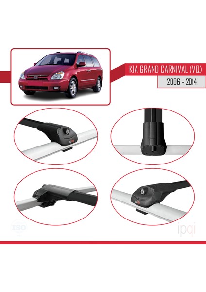 Kia Grand Carnival 2 (Vq) 2006-2014 Arası ile Uyumlu Ace-1 Ara Atkı Tavan Barı Siyah 3 Adet fırsatları
