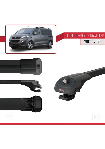 Peugeot Expert 3 Traveller 2017 ve Sonrası ile Uyumlu Ace-1 Ara Atkı Tavan Barı Siyah 2 Adet
