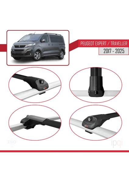 Peugeot Expert 3 Traveller 2017 ve Sonrası ile Uyumlu Ace-1 Ara Atkı Tavan Barı Siyah 2 Adet