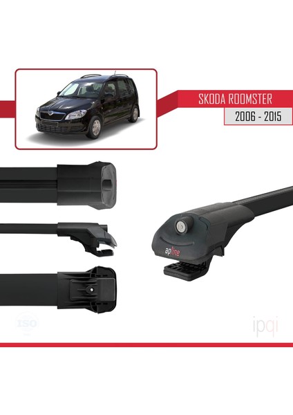 Skoda Roomster 2006-2015 Arası ile Uyumlu Ace-1 Ara Atkı Tavan Barı Siyah 3 Adet modelleri
