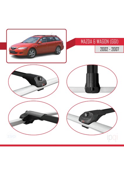 Mazda 6 I (Gg1) 2002-2007 Arası ile Uyumlu Ace-1 Ara Atkı Tavan Barı Siyah 3 Adet fırsatları