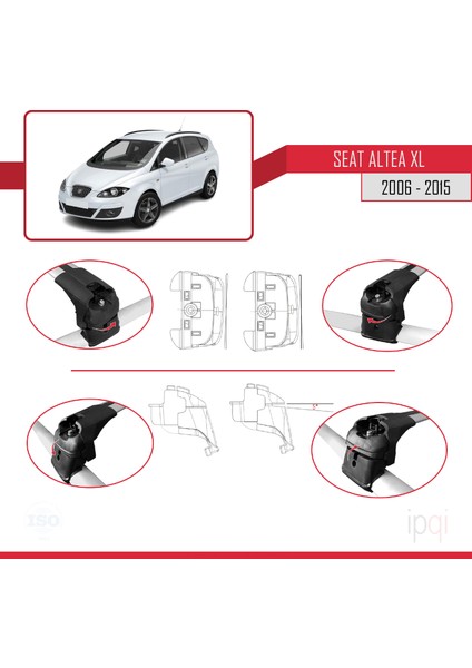 Seat Altea Xl 2006-2015 Arası ile Uyumlu Ace-2 Ara Atkı Tavan Barı Gri 2 Adet indirimleri
