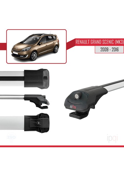 Renault Grand Scenic 3 2009-2016 Arası ile Uyumlu Ace-1 Ara Atkı Tavan Barı Gri 2 Adet modelleri