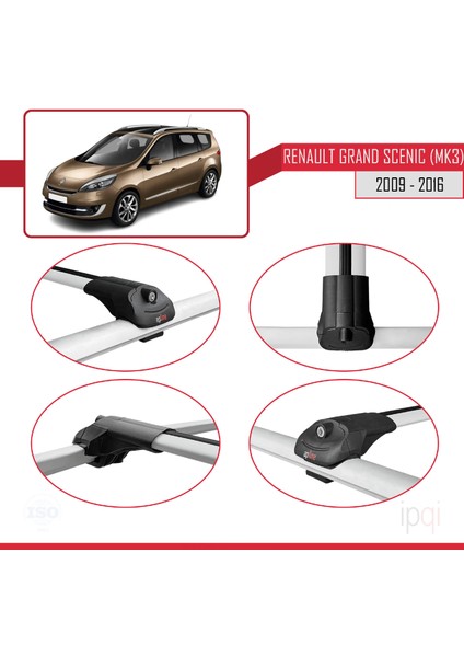 Renault Grand Scenic 3 2009-2016 Arası ile Uyumlu Ace-1 Ara Atkı Tavan Barı Gri 2 Adet fırsatları