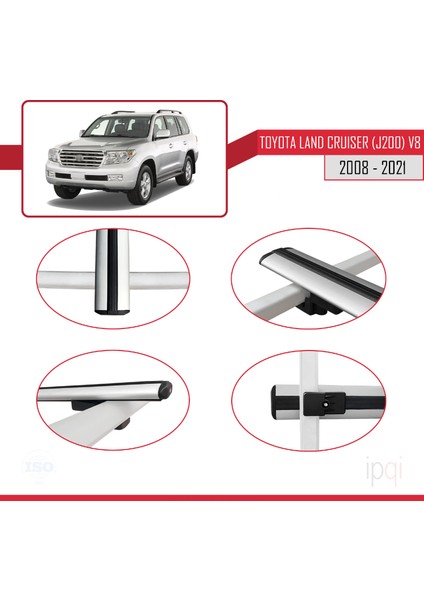Toyota Land Cruiser V8 (J200) 2008-2021 Arası ile Uyumlu Basıc Model Ara Atkı Tavan Barı Gri 3 Adet fırsatları