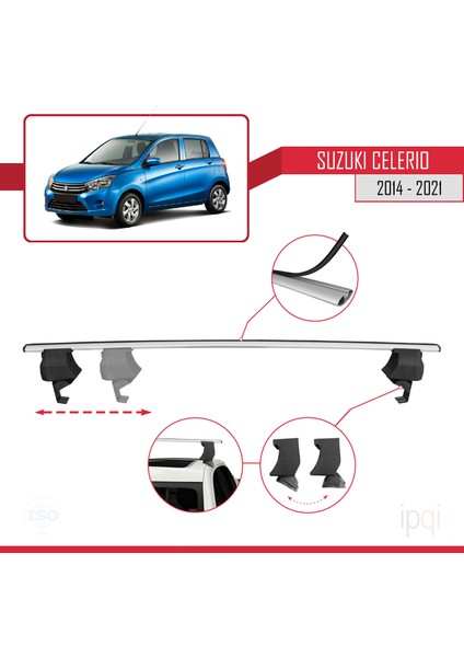 Suzuki Celerio 2 (Fe) 2014-2021 Arası ile Uyumlu Ace-4 Ara Atkı Tavan Barı Gri 2 Adet modelleri