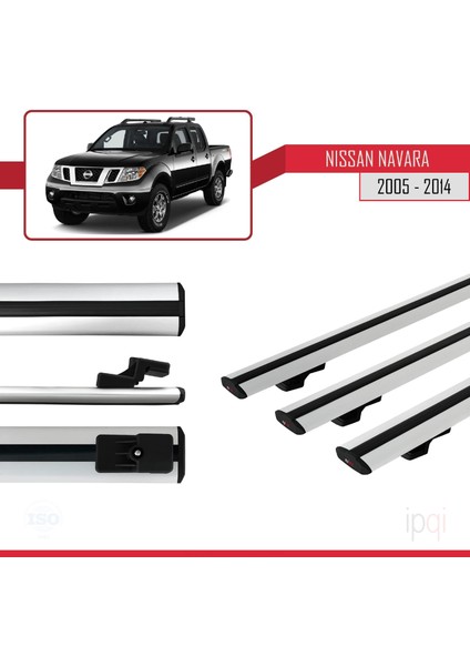 Nissan Navara 3 (D40) 2005-2014 Arası ile Uyumlu Basıc Model Ara Atkı Tavan Barı Gri 3 Adet modelleri