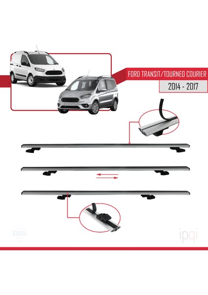 Ford Transit/tourneo Courier Pre-Facelift 2014-2017 Arası ile Uyumlu Basıc Model Ara Atkı Tavan Barı Gri 3 Adet indirimleri