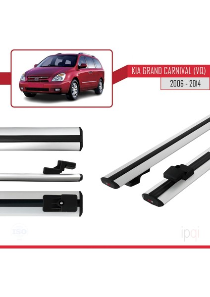 Kia Grand Carnival 2 (Vq) 2006-2014 Arası ile Uyumlu Basıc Model Ara Atkı Tavan Barı Gri 2 Adet modelleri