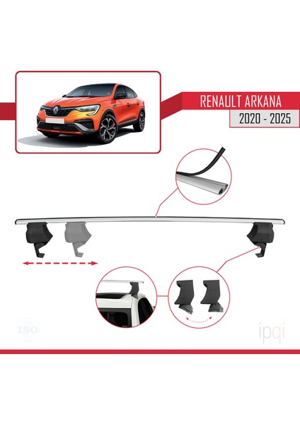 Renault Arkana 2020 ve Sonrası ile Uyumlu Ace-4 Ara Atkı Tavan Barı Gri 2 Adet modelleri