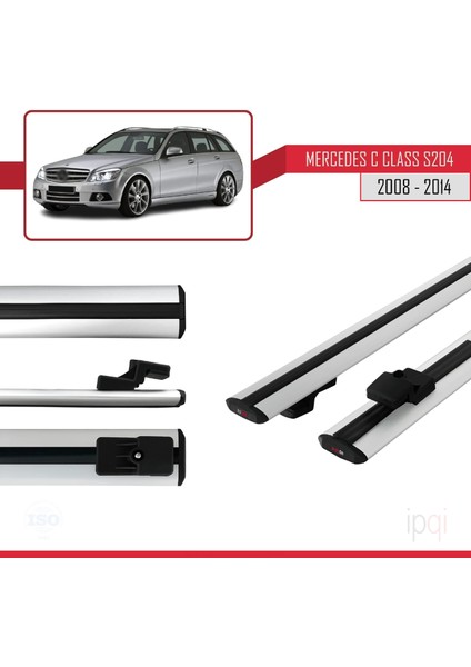 Mercedes C Class 3 (S204) 2008-2014 Arası ile Uyumlu Basıc Model Ara Atkı Tavan Barı Gri 2 Adet modelleri