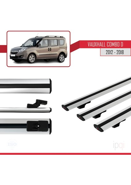 Vauxhall Combo D 2012-2018 Arası ile Uyumlu Basıc Model Ara Atkı Tavan Barı Gri 3 Adet modelleri