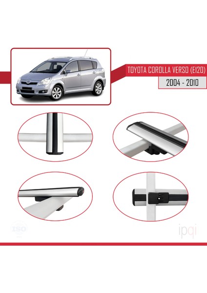 Toyota Corolla Verso 2 (AR10) 2004-2010 Arası ile Uyumlu Basıc Model Ara Atkı Tavan Barı Gri 3 Adet