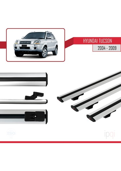 Hyundai Tucson (Jm) 2004-2009 Arası ile Uyumlu Basıc Model Ara Atkı Tavan Barı Gri 3 Adet modelleri
