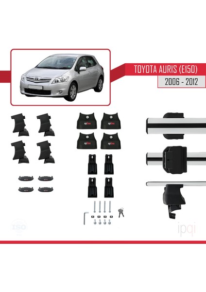 Toyota Auris (E150) 2006-2012 Arası ile Uyumlu Ace-4 Ara Atkı Tavan Barı Gri 2 Adet indirimleri