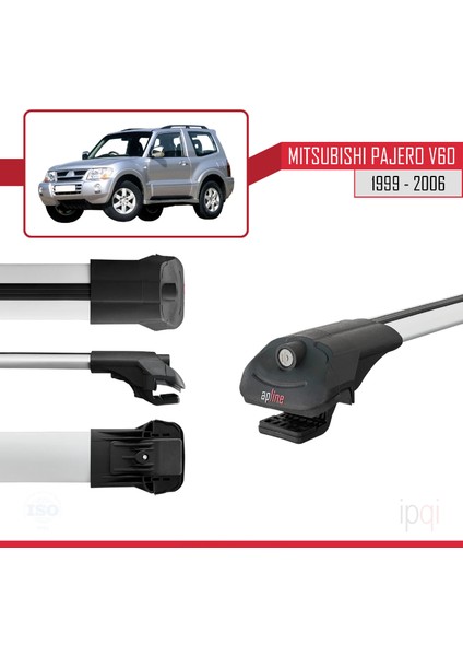 Mitsubishi Pajero (V60) 3 Kapı 1999-2006 Arası ile Uyumlu Ace-1 Ara Atkı Tavan Barı Gri 2 Adet modelleri