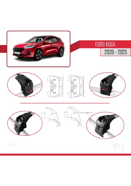 Ford Kuga 3 (CX482) 2020 ve Sonrası ile Uyumlu Ace-2 Ara Atkı Tavan Barı Gri 2 Adet indirimleri