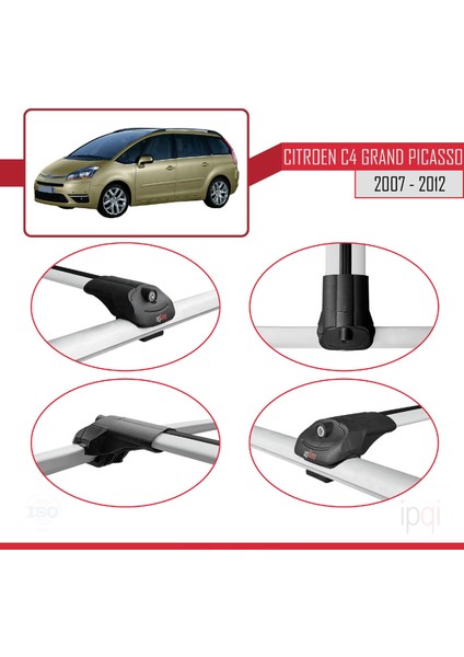 Citroen Grand C4 Picasso 2007-2012 Arası ile Uyumlu Ace-1 Ara Atkı Tavan Barı Gri 3 Adet fırsatları