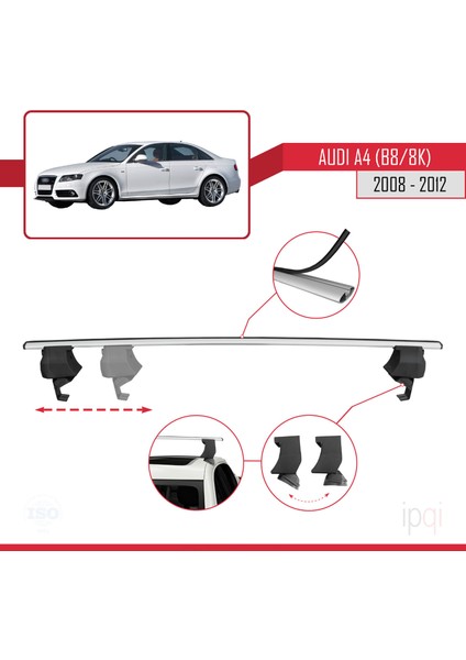 A4 (B8) Pre-Facelift 2008-2012 Arası ile Uyumlu Ace-4 Ara Atkı Tavan Barı Gri 2 Adet