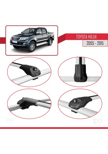 Toyota Hilux 7 (AN30) 2005-2015 Arası ile Uyumlu Ace-1 Ara Atkı Tavan Barı Gri 3 Adet fırsatları