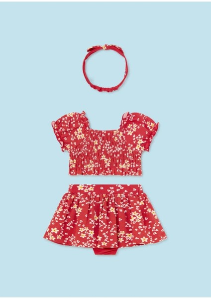 Kız Bebek Bandana Etek Bluz 3 Lü Set 1934