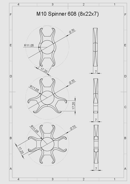 BYR3D M8,M10,M12 Hexnut Fidget Spinner
