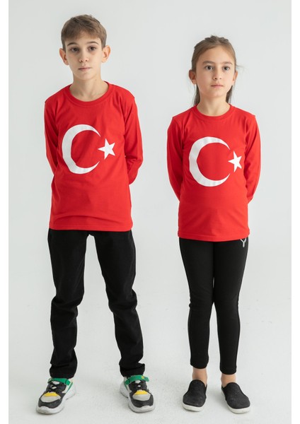 Çocuk Garson Türk Bayrağı Baskılı Tişört 324318