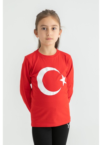 Çocuk Garson Türk Bayrağı Baskılı Tişört 324318 modelleri